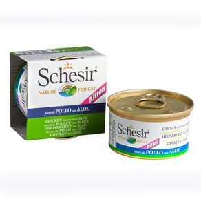 Schesir-Nat-Cat-Kitten-Frango-c-Aloe-85G---Lata-UN